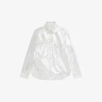 Свободная рубашка из кожи с эффектом металлик nazil свободного кроя Iro, цвет sil01