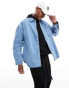 Свободная рубашка из плотного денима синего цвета Jack & Jones