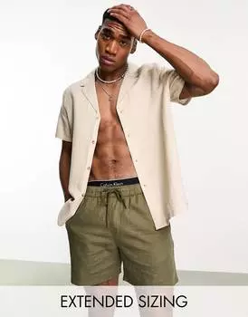 Свободная рубашка из смеси льна с глубоким вырезом ASOS DESIGN