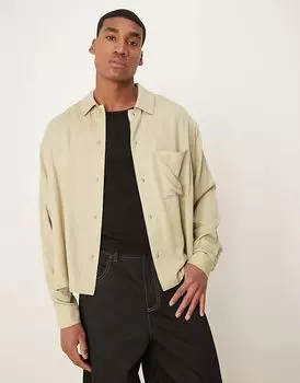 Свободная рубашка из вискозы цвета хаки ASOS DESIGN