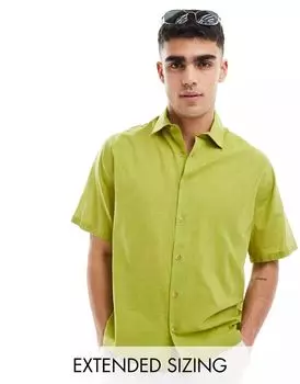 Свободная рубашка оливкового цвета с короткими рукавами ASOS