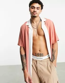 Свободная рубашка оранжевого кроя и пошива ASOS DESIGN Revere