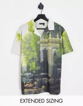 Свободная рубашка-поло с живописным принтом ASOS DESIGN