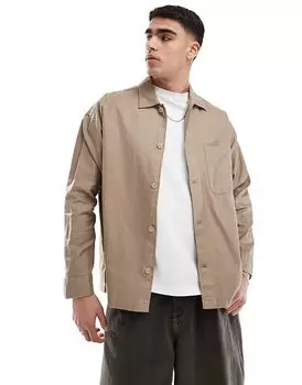 Свободная рубашка премиум-класса бежевого цвета Jack & Jones
