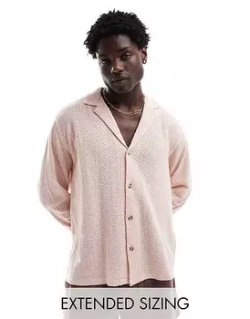 Свободная рубашка пыльно-розового цвета с глубоким воротником ASOS DESIGN