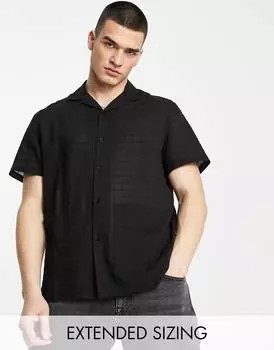 Свободная рубашка revere из фактурного хлопка в черную клетку ASOS DESIGN