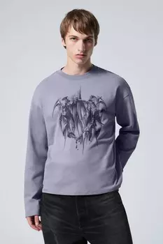 Свободная рубашка с длинными рукавами и графическим принтом Weekday, фиолетовый