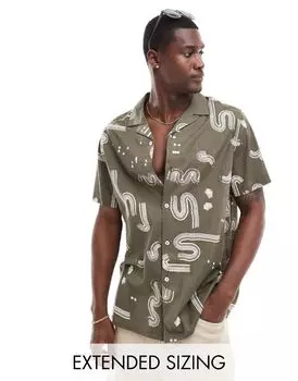 Свободная рубашка с каменным воротником и абстрактным принтом ASOS DESIGN