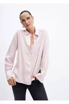 Свободная рубашка с карманами Mango, розовый