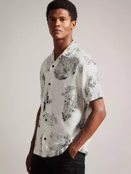 Свободная рубашка с короткими рукавами и листьями Ted Baker, белый/разноцветный
