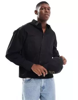 Свободная рубашка с квадратным карманом черного цвета ASOS DESIGN