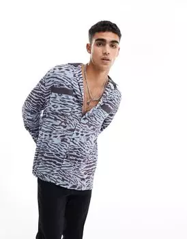 Свободная рубашка с леопардовым принтом и контрастным воротником ASOS DESIGN Revere
