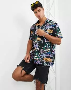 Свободная рубашка с принтом \"Назад в будущее\" ASOS DESIGN