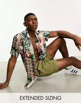 Свободная рубашка с принтом в стиле пэчворк ASOS DESIGN Revere