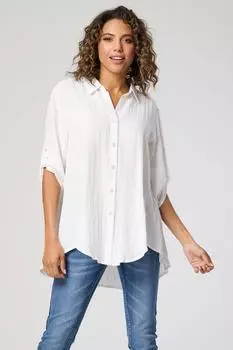 Свободная рубашка с пуговицами спереди по краю Saloos, белый
