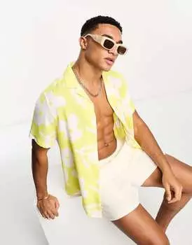 Свободная рубашка с ярко-желтым цветочным принтом ASOS DESIGN Revere