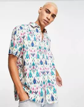 Свободная рубашка с разноцветным ацтекским принтом ASOS DESIGN