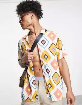 Свободная рубашка с ромбовидным принтом ASOS DESIGN