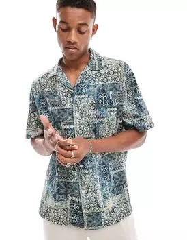 Свободная рубашка с винтажным принтом в тон ASOS DESIGN