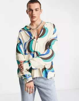 Свободная рубашка с волнистым принтом ASOS DESIGN