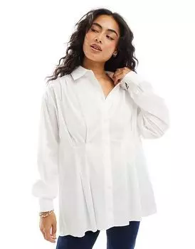 Свободная рубашка с зауженной талией белого цвета ASOS DESIGN