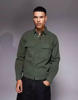 Свободная рубашка с значком цвета хаки ASOS DESIGN