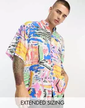 Свободная рубашка свободного кроя ASOS DESIGN с ярким винтажным принтом