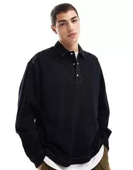 Свободная рубашка свободного кроя из денима черного цвета ASOS DESIGN