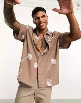 Свободная рубашка свободного кроя с грибным принтом ASOS