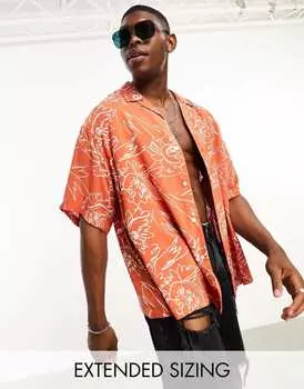 Свободная рубашка свободного кроя с оранжевым цветочным принтом ASOS DESIGN