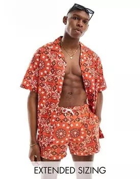 Свободная рубашка свободного кроя с принтом в виде банданы ASOS DESIGN красного цвета