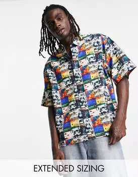 Свободная рубашка свободного кроя с ярким фотографическим принтом ASOS DESIGN