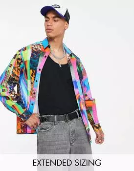 Свободная рубашка свободного кроя с ярким принтом ASOS DESIGN