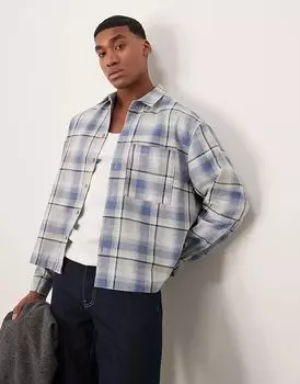 Свободная рубашка свободного кроя в синюю клетку ASOS DESIGN