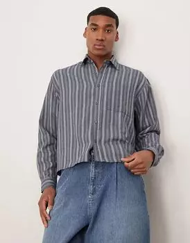 Свободная рубашка свободного кроя в синюю полоску ASOS DESIGN