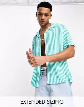 Свободная рубашка в бирюзовую летнюю полоску ASOS DESIGN Revere