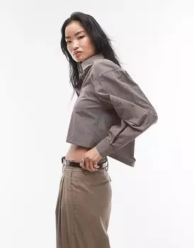 Свободная рубашка в коричневую клетку Topshop