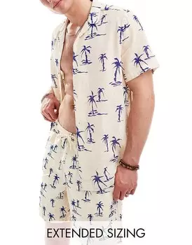Свободная рубашка в стиле Revere с принтом пальм ASOS DESIGN