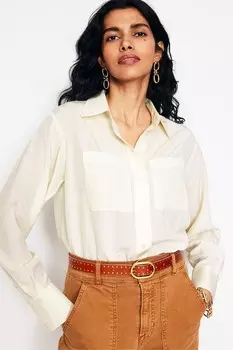 Свободная шелковая рубашка Конни Boden, бежевый