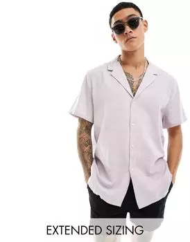 Свободная сиреневая рубашка из смесового льна с глубоким воротником ASOS DESIGN