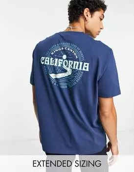 Свободная темно-синяя футболка ASOS DESIGN с принтом California на спине ASOS DESIGN