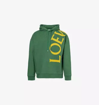 Свободная толстовка из хлопкового трикотажа с логотипом Loewe, зеленый