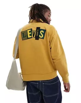 Свободная толстовка Levi's Skateboarding темно-желтого цвета с нашивкой-логотипом из синели на спине и молнией на шее