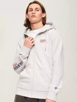 Свободная толстовка на молнии в спортивной одежде Superdry, кадет грей марл