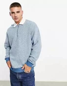 Свободная толстовка-поло бирюзового цвета с начесом ASOS DESIGN