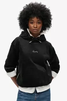 Свободная толстовка с капюшоном Country Club Velour Superdry, черный