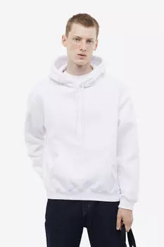 Свободная толстовка с капюшоном H&M, белый