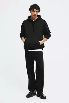 Свободная толстовка с капюшоном H&M, черный