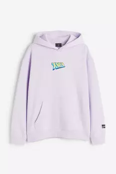 Свободная толстовка с капюшоном H&M, фиолетовый