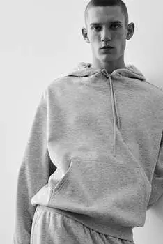Свободная толстовка с капюшоном H&M, серый